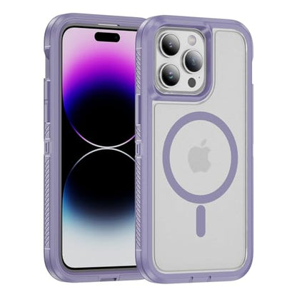 Magnetic for iPhone 14 Pro Case, Compatible with MagSafe, Shockproof Dustproof Drop Proof, Military Grade Double Layer Protection, Purple/Clear - color: Magnetic Purple/Clear, size: iPhone 14 PRO