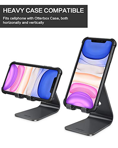 OMOTON C1 Upgraded Aluminum Cell Phone Stand for Desk, Durable Phone Dock - color: Black