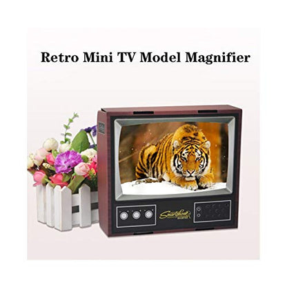 HD 3D Mobile Phone Screen TV Magnifier Amplifier Mini Retro Small 8 Inches Magnifying Glass with Foldable Holder Stand for Any Smartphone Movie Video