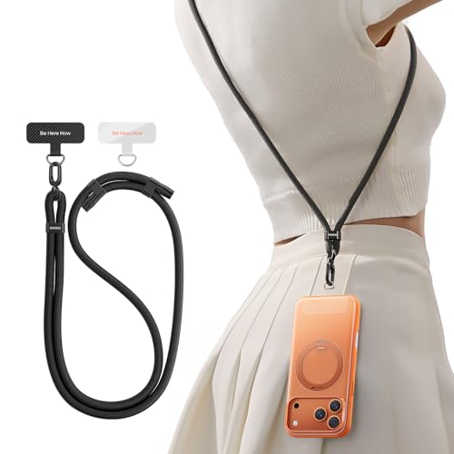 TORRAS Phone Lanyard Crossbody, Adjustable Anti-Theft Neck Strap, Black - color: 1-black