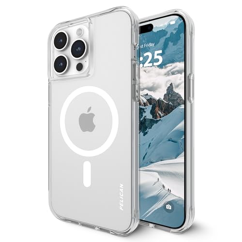Pelican Ranger Series - iPhone 15 Pro Max Case 6.7" [Compatible with MagSafe] [Anti-Yellow] Magnetic Phone Case with Anti-Scratch Tech [12ft MIL-Grade Drop Protection] Cover for 15 Pro Max - Clear | Rugged Magnetic Phone Case w/12ft Military-Grade Drop Pr