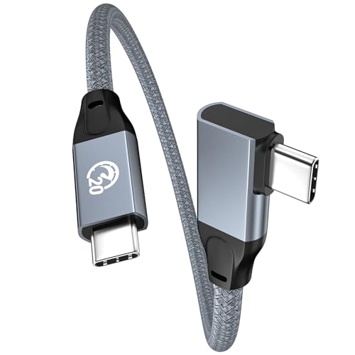 6 inch USB C to USB C Cable Right Angle, 0.5ft Short USB-C Cable 90 Degree - color: Gray, size: 0.5FT