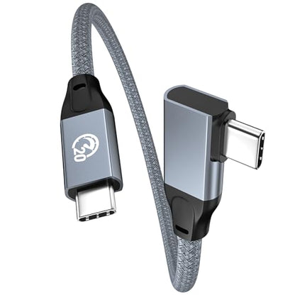 6 inch USB C to USB C Cable Right Angle, 0.5ft Short USB-C Cable 90 Degree - color: Gray, size: 0.5FT