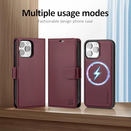 Shieldtop Compatible with MagSafe iPhone 13 Pro Max Wallet Case,Wine Red - color: Wine Red, size: iPhone 13 Pro Max - 6.7"