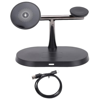 Qinlorgo 3 in 1 Wireless Charging Station, Wireless Magnetic Fast Phone Charger for Watch & Earbuds, Fast Charger Stand Compatible with iOS &