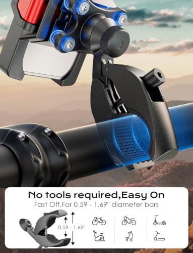 Motorcycle Phone Mount,[1s Auto Lock & Vibration Dampener]Anti-Shake Handlebar Cell Phone Clamp,360° Rotation Bike Phone Holder for iPhone 17 16 Pro Max, Samsung Galaxy S25 Ultra, 4.7-7.2" Smartphones - style: Airbag Shock