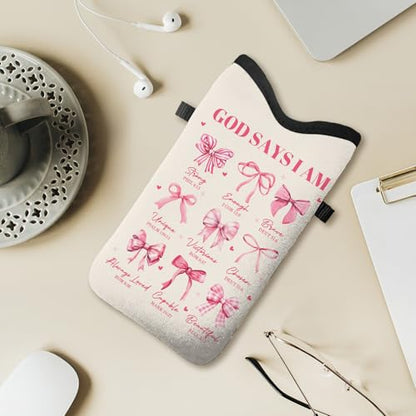 Cell Phone Sleeve Pouch with Adjustable Strap - Christian Gifts - color: God Says