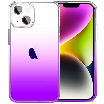 JJGoo Compatible with iPhone 14 Case Clear, Soft Shockproof Protective Slim Thin Phone Bumper Cover Transparent Phone Case, Gradient Purple - color: Gradient Purple
