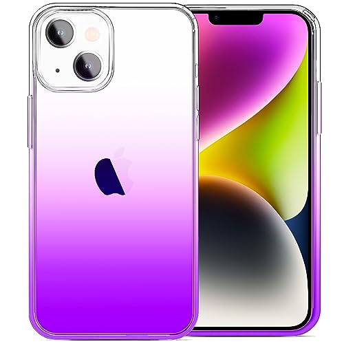 JJGoo Compatible with iPhone 14 Case Clear, Soft Shockproof Protective Slim Thin Phone Bumper Cover Transparent Phone Case, Gradient Purple - color: Gradient Purple