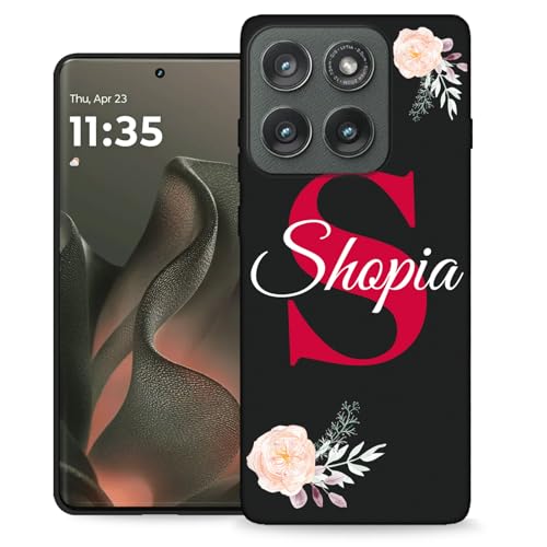 Custom Name Case for Motorola Moto Edge 2025 Picture,Personalize Initial Floral Customizable Cover,Create Desgin Your Letter Monogram Flexible Slim Silicone Protective Case - color: 02 Name Floral