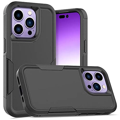 Heavy‑Duty Rugged Anti‑Drop Shockproof Protective Phone Case for iPhone 14 Pro, Durable Protective Shell, Black - color: Black, size: iPhone 14 Pro