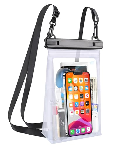 Large Waterproof Phone Pouch, Floating Dry Bag for iPhone 14 13 12 Pro Max Galaxy S22 S21 Large Capacity Waterproof Bag Sunscreen Glasses Storage Universal Dry Pouch for Swimming Rafting Boating - color: White, Extra Large Opening 5.9''
