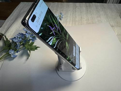Cell Phone Stand, 360 Rotating Phone Stand, Fully Adjustable and Foldable Desktop Phone Stand. The Base of The Stand is Suitable for All Types of Mobile Phones. (White)