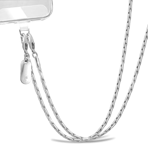 Phone Lanyard for Cellphone Case Crossbody Phone Strap Detachable Phone Charms Strap Anti Theft Necklace Holder for iPhone For Women(silver) - color: Silver, size: Large