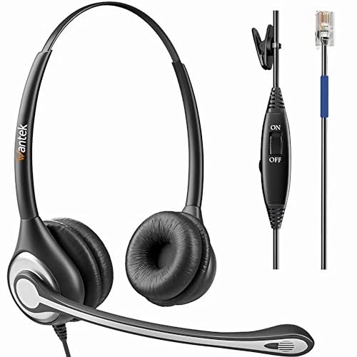 Wantek Cisco Phone Headset with Microphone Noise Cancelling, RJ9 Telephone Headsets Compatible with Cisco Office Phones 7940 7942 7945 7960 7962 7965 7811 7821 8811 8841 8845 8851 Plantronics M12 M22