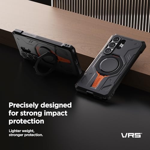 VRS DESIGN TerraGuard Active for Samsung Galaxy S26 Ultra Case (2026), Magnetic Charging Compatible Ring Kickstand, Heavy Duty Rugged Shockproof Cover (Digital Black) - color: Digital Black