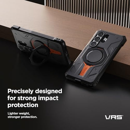 VRS DESIGN TerraGuard Active for Samsung Galaxy S26 Ultra Case (2026), Magnetic Charging Compatible Ring Kickstand, Heavy Duty Rugged Shockproof Cover (Digital Black) - color: Digital Black