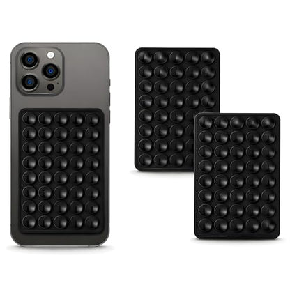 SHENGXIN 2 Pack Silicone Double-Sided Suction Grip – 40 Cups per Side, Strong Hold for iPhone, Galaxy, Pixel, Android – Hands-Free for Selfies & Videos (Black) - color: Black