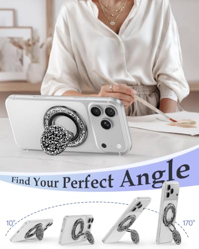 SYNCWIRE for MagSafe Phone Grip, Sparkly Magnetic Phone Ring Holder - color: Glitter Black