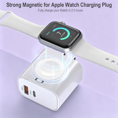 Charger Block for Apple Watch,23W Fast 3 in 1 USB C iWatch Charging Block - color: White-1pc