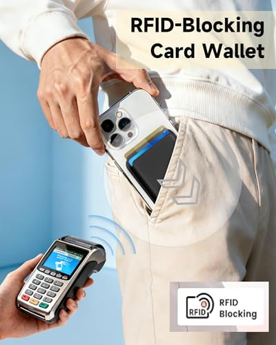 Magnetic Wallet Card Holder Compatible with iPhone 17 16 15 14 13 12 Pro Max Plus, Strong N52 Magnet Phone Wallet with RFID Blocking, Slim Vegan Leather Stick on Pocket for Daily Minimalist, Black