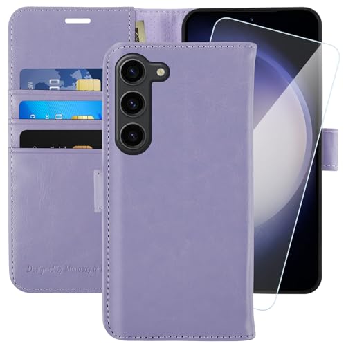 MONASAY Wallet Case for Samsung S23 with 3 Card Holders - Lavenders - color: Lavenders, size: Galaxy S23