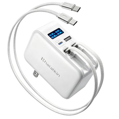 HATALKIN 67W Retractable USB-C Wall Charger, 4-in-1 with Dual USB-C Cables