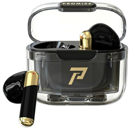 Promise Wireless Earbuds with TikTok Remote Control, Bluetooth 5.3 Earphones with 40Hrs Playtime, ENC Clear Call Mic (Not ANC)13mm Deep Bass, Smart Headphones for iPhone Laptop Computer Sports(black) - color: Black