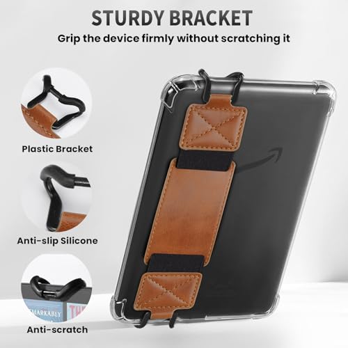 MoKo 2 Pack Hand Strap for 6-8" Kindle eReaders Tablets, Stone Black+Brown - color: Black Crosshair+Brown