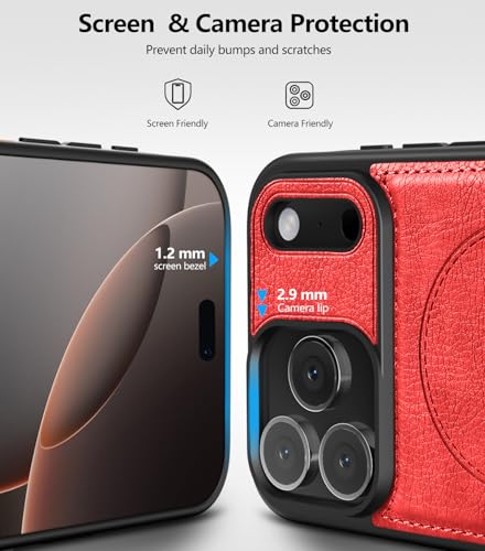 WTCASE Magnetic for iPhone 1X Leather Case,Built-in Invisible Stand [Compatible with Magsafe] Protective Slim Kickstand Phone Cover (2025) (Red, iPhone 1R Pro Max) - color: Red, size: iPhone 1R Pro Max