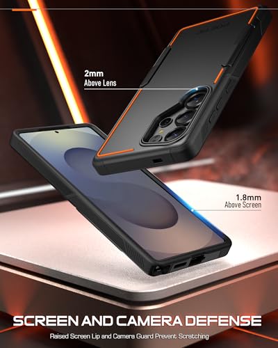 Poetic Neon Case for Samsung Galaxy S25 Ultra 5G, Dual Layer Heavy Duty Rugged Lightweight Slim Shockproof Protective Cover Phone Case, Orange/Black - color: Black/Orange