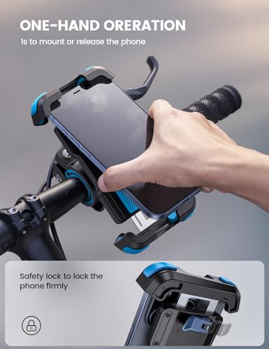 Bike Phone Mount Holder - Motorcycle Adjustable Clamp for 4.7-6.8" iPhone - color: Blue