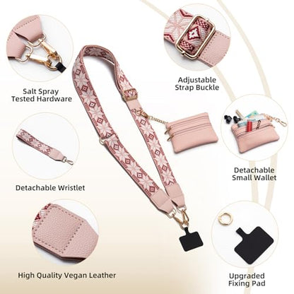 Cell Phone Lanyard Crossbody with Wallet, Versatile Clip and Go Phone Strap - color: S