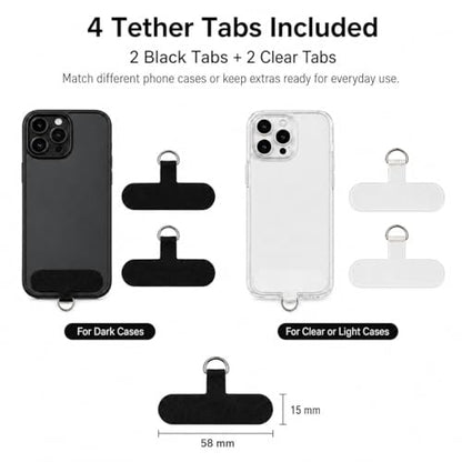 2 Pack Phone Lanyard and Wrist Strap Set, Adjustable Crossbody Neck Strap & Secure Phone Wrist Strap with 4 Pcs Tether Tabs, Adjustable Nylon Cell Phone Strap for iPhone & Samsung, Universal Fit