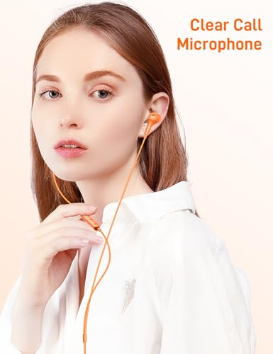 USB C Headphones for Apple/iPhone Duo 18 17 16 15 Wired Earbuds with Case - color: Orange