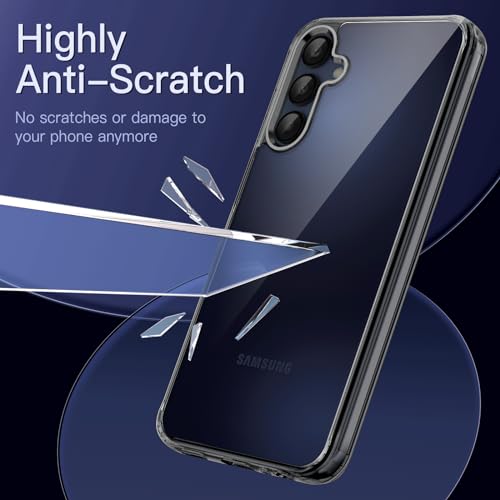 JETech Case for Samsung Galaxy A15, Anti-Yellowing, Black | Shockproof Protection, Scratch Resistant Hard PC Back, Durable Transparent TPU Bumper - color: Black, size: Galaxy A15
