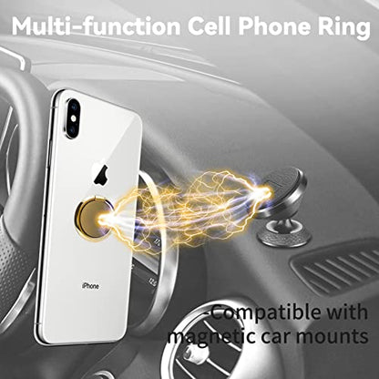 Metal Cell Phone Ring Holder Finger Ring Stand, 360 Degree Rotation Ring Kickstand Grip Holder for Magnetic Car Mount, Gold - color: Gold