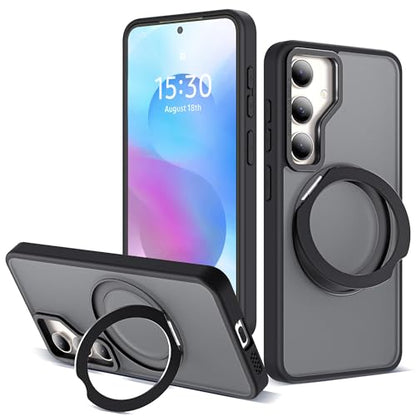 for Samsung Galaxy S25 Plus Case with 360° Spin Stand,Black | 360° Spin Magnetic Ring Stand,Compatible with Magsafe,Military Protection Phone Case - color: Black, size: Samsung Galaxy S25 Plus