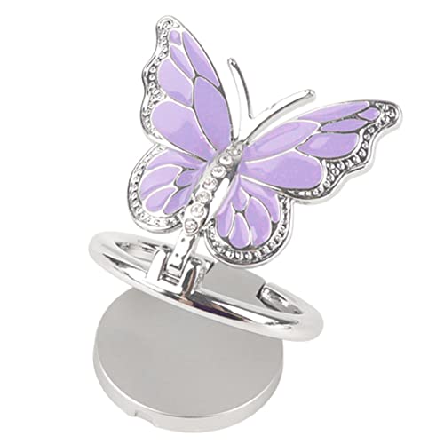 Phone Ring Holder Finger Kickstand, Bling Metal Cute Butterfly Cell Phone Ring Stand Grip Turns 360° Rotation Adjustable Sparkle Phone Grip Compatible with iPhone, Samsung, All Smartphone - color: Purple