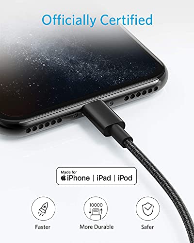 Anker USB A to Lightning Cable, MFi-Certified (2-Pack, 6 ft, Black) - color: Black, size: 6 feet * 2