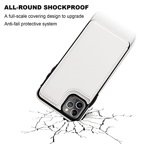 ONETOP for iPhone 11 Pro Max Wallet Case with Credit Card Holder,White - color: White
