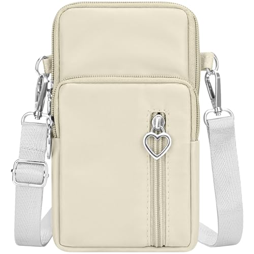 YINHEXI Small Crossbody Bags for Women Trendy, Mini Triple Compartment Cell Phone Crossbody Wallet Purses - color: Cream White-2
