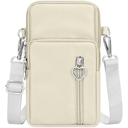 YINHEXI Small Crossbody Bags for Women Trendy, Mini Triple Compartment Cell Phone Crossbody Wallet Purses - color: Cream White-2