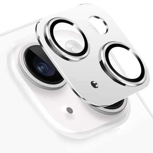 Compatible with iPhone 14 and iPhone 14 Plus Camera Lens Protector, Anti-Scratch Tempered Glass Camera Screen Protector Shockproof Full Protective Camera Cover Case Friendly Lens Cover-Silver - color: Silver Glossy, size: for iPhone 14 / 14 Plus