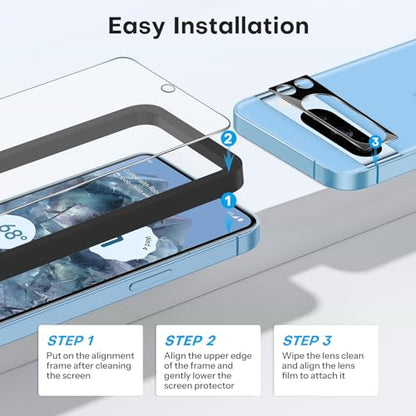 OMOTON 3+2 Pack for Pixel 8 Pro Screen Protector (6.7 Inch, 2023 Released) - size: Pixel 8 Pro - 6.7 Inch