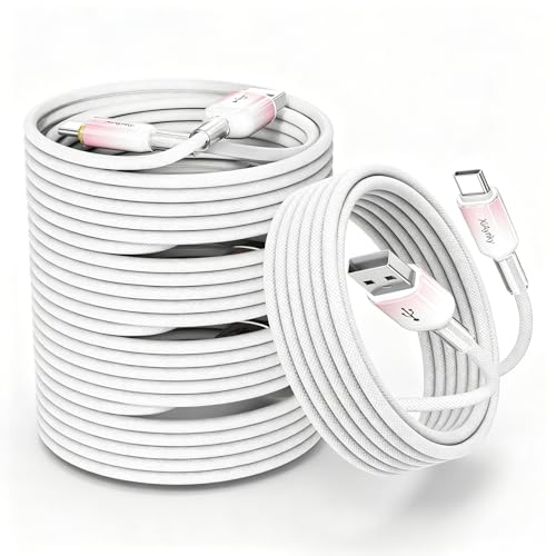 10FT USB A to USB C Cable 5-Pack, 60W Fast Charging, Ice Crystal Shell - color: Pink, size: 10Feet