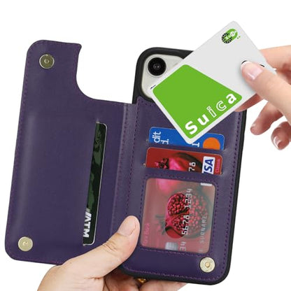 iCoverCase Compatible with iPhone 14 Plus Phone Case with Card Holder, Wallet Case for Women Men RFID Blocking PU Leather Protective Case 6.7 Inch (Dark Purple) - color: Dark Purple