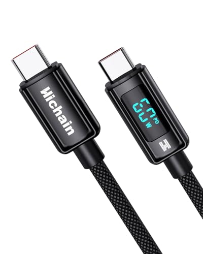 Hichain USB C to USB C Fast Charging Cable with LED Display, 4FT 60W - color: Black, size: 4FT