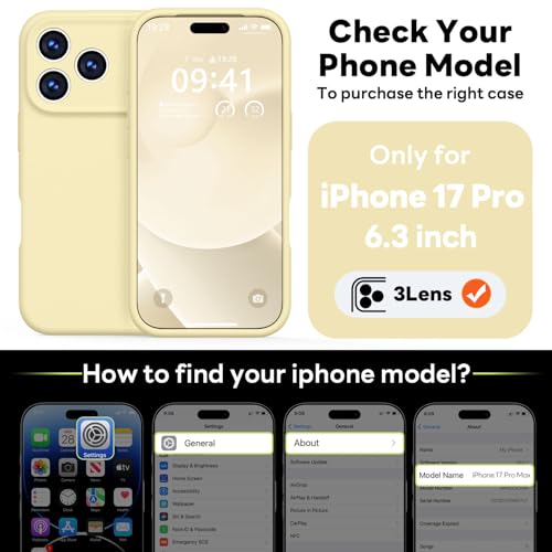 Vooii Magnetic for iPhone 17 Pro Case, Compatible with Magsafe (Premium Liquid Silicone) (Integrated Camera Control Button) Full Body Protective Anti-Scratch Microfiber Lining 6.3", Creamy Yellow - color: Creamy Yellow, size: iPhone 17 Pro