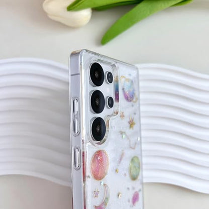 LSEEKA for Samsung Galaxy S25 Ultra Clear Case with Glitter Stars Planet Universe Design,Sparkle Bling Cute Slim Soft TPU Protective Women Girl's Phone Cover for Samsung Galaxy S25 Ultra - size: for Samsung S25 Ultra